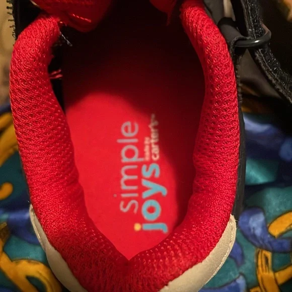 ♥️ Carter's Blue & Red Sneakers Velcro Closure shoe Baby SZ:6 Like New Condition - Picture 10 of 14